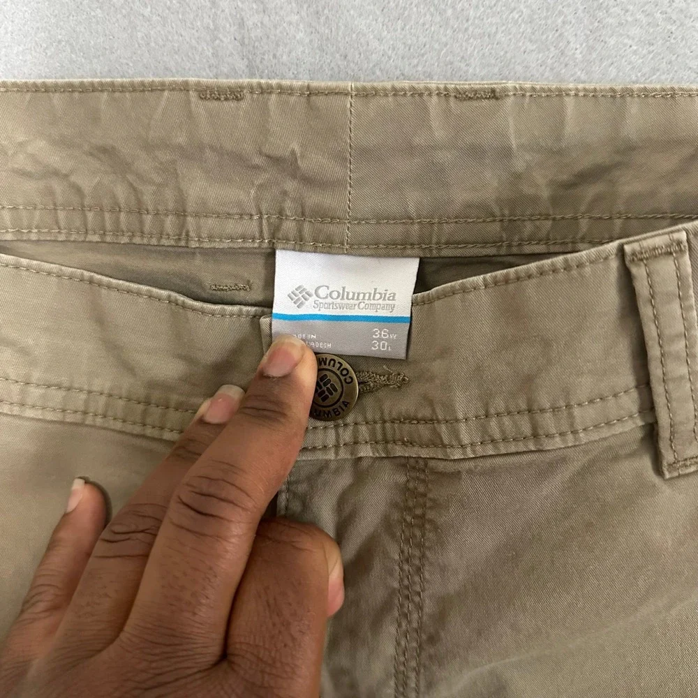 Columbia Mens 36x30 Khaki Tan Straight Leg 5 Pocket Casual Pants Outdoor Hiking